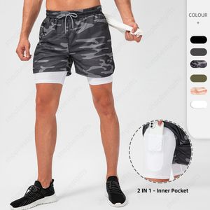 2 em 1 homens shorts design clássico esportes de calças secas rápidas camuflando exercícios ao ar livre transning running ioga ginásio calça m-3xl para masculino