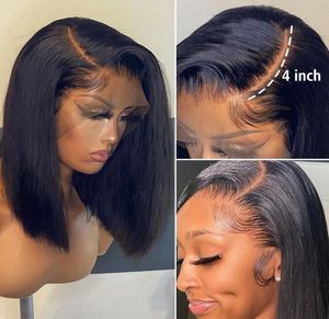 150 densidad Bob Wig Lace Front Brazilian Human Hair Wigs for Black Women Preplusted Short Natural 13x4 HD Straight Full Frontal 8120313