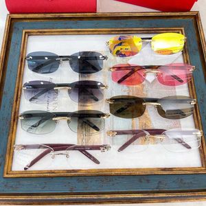 Luxury Designer High Quality Sunglasses 20% Off frameless artistic square ins same wooden leg net red CT0031