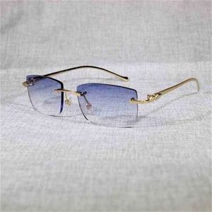 Luxury Designer High Quality Sunglasses 20% Off Vintage Leopard Rimless Oval Metal Frame Shades Men Summer Outdoor Clear for Reading