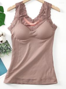 Camisoles Tank Top Sexy Lace Long Camisole Toop Up Warm Bralette Wireless Lood Tank Women
