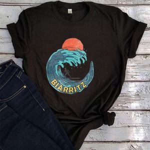 Kvinnors T-skjortor Surfing Vintage T-shirts For Women Beach Tshirt Casual Tops Summer Eesthetic Clothes Print L