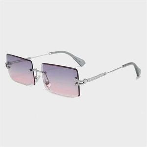 Luxury Designer Fashion Solglasögon 20% rabatt på Vintage Square Men Rimless Eyeglasses For Women Outdoor Club Metal Frame Shades Oculos UV400 Goggles 8025dfkajia