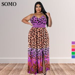 Plus storlek klänningar 5xl plus size women street sommar sexiga klänningar mode tryck halter maxi lång klänning hem split grossist dropp 230325