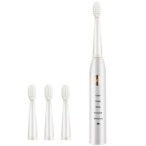 Ultrasonic Sonic Electric Toothbrush Rechargeable Tooth Brushes 2 Minutes Timer Teeth Brush With 4Pcs Replacement Heads And Retail Box