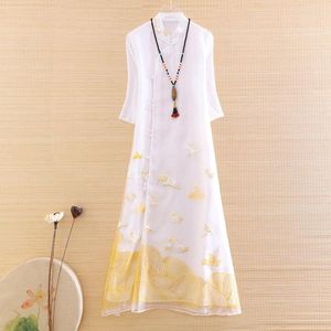 Abbigliamento etnico High-end Summer Chinese Style Women Organza Cheongsam Retro Elegante ricamo A-line Lady Party Qiapao Dress S-XXL