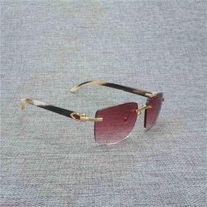 Designer de luxo de alta qualidade óculos de sol 20% fora de madeira natural Homens preto búfalo chifre sem aro óculos femininos acessórios de metal moldura Oculos Square Gafas para clube