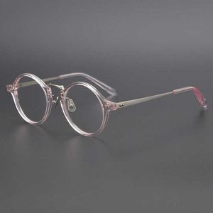 Designer Men's and Women's Beach Par Solglasögon 20% rabatt på japanska högprofilerade valstil Manual Small Round Eye Pure Titanium Temperament Glasses Frame Fashion