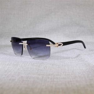 Luxury Designer New Men's and Women's Sunglasses 20% Off Vintage Rhinestone Black White Buffalo Horn Rimless Men Wood Glasses Metal Frame Shades for Summer Club Eyewear