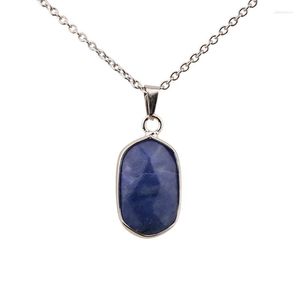 Ketten FashionGeometry Lapislazuli Stein Anhänger Halskette für Frauen Silber Farbe Schmuck