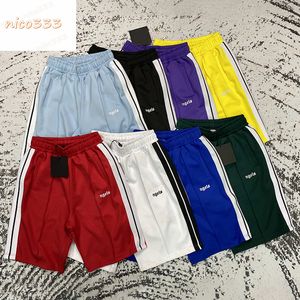 Palms Letter Shorts Cotton Breathable Striped Casual Pants for Men and Women