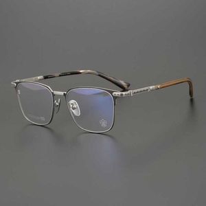 Designer Men's and Women's Beach Par Solglasögon 20% rabatt på japansk handgjorda Hög förfinade Pure Titanium Box Business Stora ansiktsglasögon Frame Ultra-Light Can Myopia