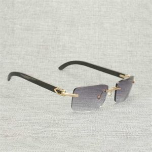 Luxuriöse Designer-Sonnenbrille von hoher Qualität, 20 % Rabatt auf Vintage-Naturholz, für Herren, Büffelhorn, randloser Rahmen, Brillen für Damen, für Outdoor-Accessoires, quadratische Gafas 012N