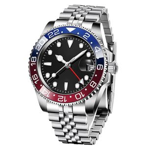 Montre Automatique Mécanique gmt Multifuseau Acier inoxydable boucle déployante Verre saphir céramique coke lunette calendrier affaires Montres-bracelets montres dhtates