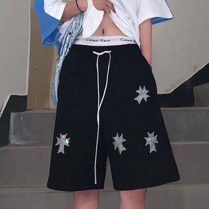 Women's Shorts Summer shorts cross diamond shorts casual loose hip-hop five-point pants Harajuku Oversize shorts Female Black shorts y2k 230325