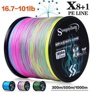 Fiske tillbehör sougayilang 9 strängar pe fiske linje raid fiske line 300m 500 m 1000m multifilament fiske karp fiske linje verktyg pesca p230325