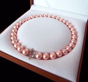 Catene Gioielli di moda Raro Enorme 12mm Collana di perle rosa conchiglia genuina dei Mari del Sud Chiusura a cuore 18 ''