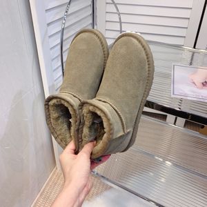 Snow Boot Warm Boots Suede Shoes Classical Short Miniwomen Håll Warm Man Womens Plush Casual Chestnut Grey 2023 Hot Aus U5854 Gratis omlastning