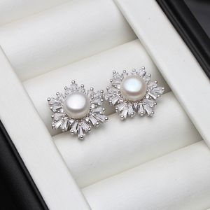 Stud Echt 925 Sterling Silber Feine Natürliche Süßwasser Perle Schmuck Für Büro Frauen Boho Ohrringe Weiß Rosa Lila Schwarz 230325