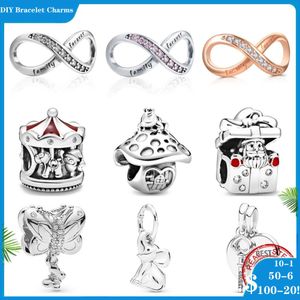 925 SIVER BEADS CHARMS PARA PANDORA Designer de pulseiras de charme para mulheres 2023 novo carrossel fino de caixa de prata real