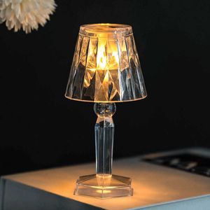 Night Lights LED Night Light Crystal Diamond Table Lamp Transparent Acrylic Night Lamp Bedroom Bedside Reading Lamp P230325