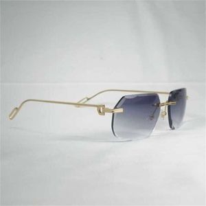 Óculos de sol femininos de luxo masculino feminino saídas vintage mimless homens oculos diamante lente de corte em forma de metal moldura clara lendo gafaskajia