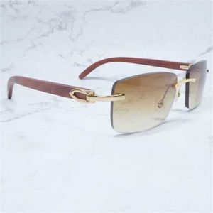 Lyxdesigner högkvalitativa solglasögon 20% rabatt på vintage Rimless Wood Solglasögon Män Eyewear Buffs glasögon för att köra resande tillbehör Shadeskajia
