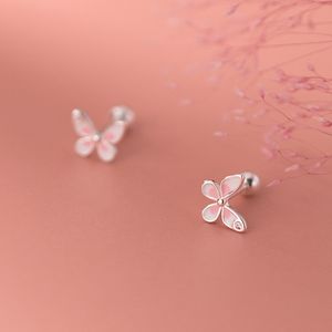 Серьери для шпильки 925 стерлингового серебряного серебра cz Zircons Butterfly Back Серьги для детей Дети девочки Kid 7mmx5mm Маленькая мини -серьга 230325