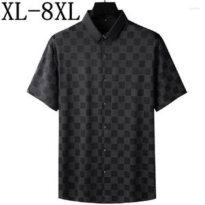 Camisas casuais masculinas 8xl 7xl 6xl 2023 verão de alta qualidade camisa xadra