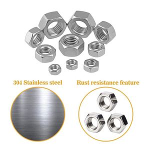 Hand Tools 315Pcs Metric 304 Stainless Steel Hex Nuts Assortment Kit Applicable Screw Bolt M2 M2.5 M3 M4 M5 M6 M8 Heavy Duty Set