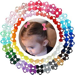 30PCS Tiny Hair Ties With Bows Baby Bows Rubber Bands Hair Ties Soft Elastics Ponytail Holders Hair Accessories for Infants Toddlers Baby Girls