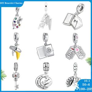 Yeni gümüş 925 takılar Banana Key Artboard Dangle Charm Boncuk Fit Orijinal Pandora Bileklik Diy Takı Kadınlar için