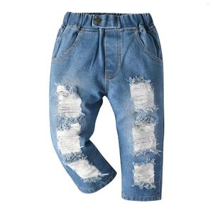 Jeans barnbyxor för pojkar byxa hösten barn fritid casual rippade denim kläder barn kläder 1 2 3 4 5 år