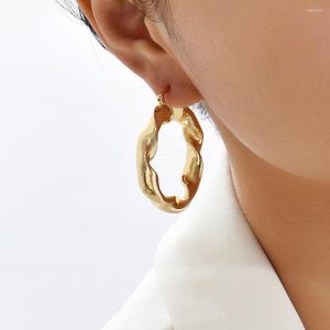 Hoop Earrings Fashion Gold Color Texture Twisted For Women Creative Big Chunky Geometric Circle Earring Minimalist Jewelry Gift