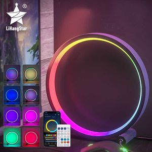 Nocne światła Inteligentne LED Light Light RGB Desktop Atmosphere Lampa biurka Bluetooth Kontrola aplikacji odpowiednia do pokoju sypialnia Dekoracja sypialnia P230325