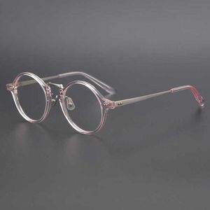 Lyxdesigner högkvalitativa solglasögon 20% rabatt på japanska högprofilerade valstil manuell liten rund ögon ren titan temperament glas ram mode