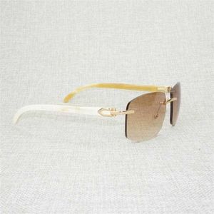 Topp lyxdesigner solglasögon 20% rabatt på retro trä överdimensionerade män naturliga svarta vita buffelhorn kantlös glasögonram för utomhus sommar oculos gafas