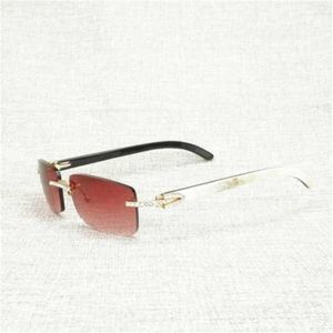 Designer Men's and Women's Beach Par Solglasögon 20% rabatt på Vintage Rhinestone Natural Buffalo Horn Rimless Men Wood Square Women For Outdoor Shades Oculos Eyewear