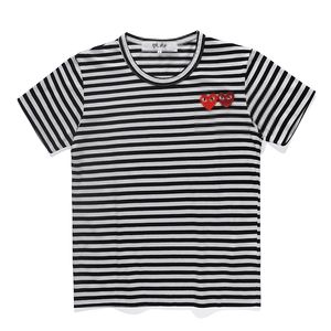 Designer t-shirts masculinas cdg com des garcons jogar vermelho duplo corações manga curta camiseta listrado preto/branco tamanho xl tee