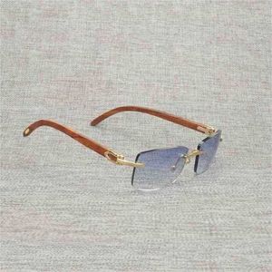 40% rabatt på lyxdesigner Nya herr- och kvinnors solglasögon 20% rabatt på vintage buffel Rimless Natural Wood Square Metal Frame Women Wood Shades Oculos Eyeglasses 012nkajia