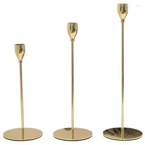 Świecane uchwyty Wedding Gold Rod Candlestick Wystrój Romantyczny para świec kod obiadowych