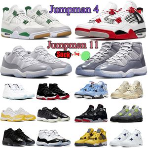 Jumpman 4s cement grigio 11 4 scarpe da basket j4 designer maschile femminile batti bassi 11s sneakers in pino galline green gatti neri galline galline di lusso fresco size 36-47