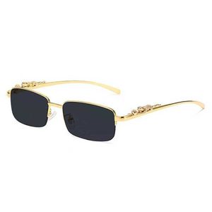 20% OFF Luxury Designer New Men's and Women's Sunglasses 20% Off Fashion half frame metal cheetah head optical glasses net Red Street Photo Women