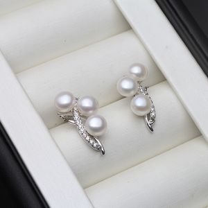 Stud Real Natural Freshwater Pearl Earring Women 925 Sterling Silver Fine Jewelry Anniversary Bridal Gift 230325