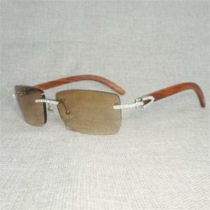 Designer di lusso occhiali da sole di alta qualità 20% di sconto di strass in legno naturale uomo senza tela di legno vetri quadrati di pietra retrò oculos oculos oculini per club estatekajia