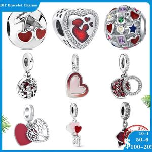 925 Siver Beads Charms for Pandora Charm Bracelets Designer для женщин красной вишневой чашки цветочной полосы открытые