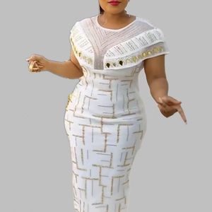 Ethnic Clothing African Dresses For Women Short Sleeve Turkey Sequin Evening Wedding Party MidCalf Length Dress Muslim Africa Clothes 230325