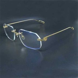 Damenmode-Designer-Sonnenbrillen Randlose Brillen Mode Transparente Brillen Desinger Klarer Goldrahmen Espejuelos Mujer Brillen Für FrauenKajia