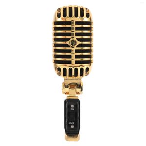 Microfones Profissional Wired Vintage Classic Microfone Dynamic Vocal Mic for Live Performance Karaoke (ouro)