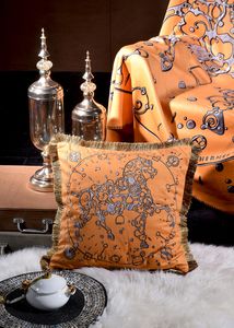 Classic luxury super soft velvet tassel double-sided printing Signage Horse sofa cushion cover pillowcase 45*45cm Home Decoration gift 2023070935